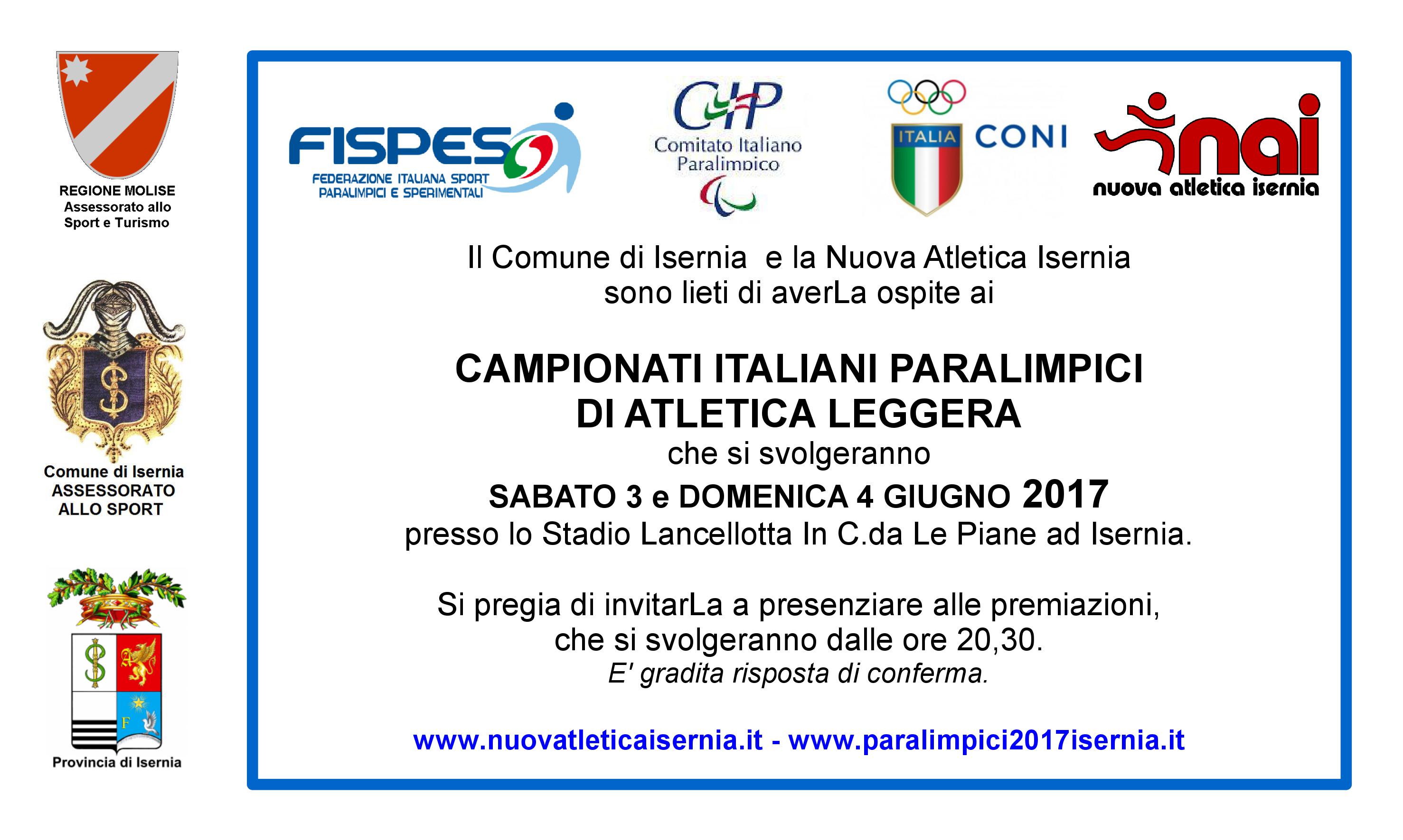 I Campionati Assoluti di Atletica leggera paralimpica per la prima